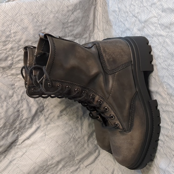 Aldo Metallic Brown Women's Combat Boots - Picture 4 of 16